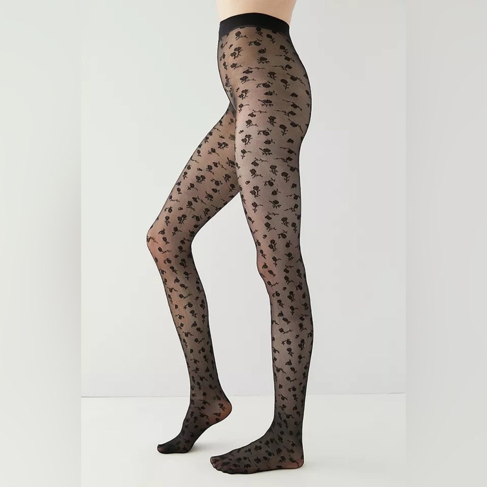 NWT Urban Outfitters Ditsy Floral Sheer Tights Size: S/M
